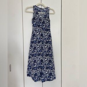 Floral Blue and White Midi Dress